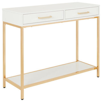 Alios Foyer Table With White Gloss and Gold Chrome Plated Frame