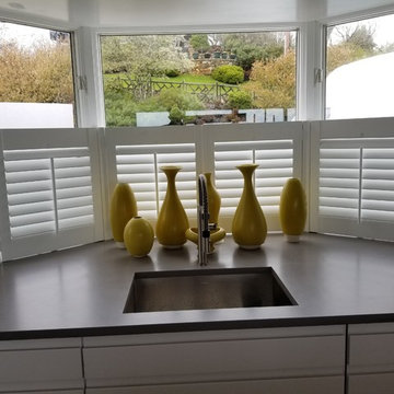Closed kitchen cafe shutters with tilt bar