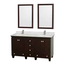 Wyndham Collection 60" Acclaim Double Vanity Carrera Top - Bathroom Vanities And Sink Consoles