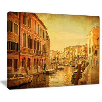 "Venetian Canals Vintage View" Landscape Photo Canvas Print, 40"x30"