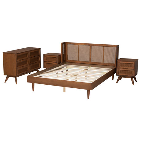 Boroughlety Mid-Century Modern Bedroom Set, Queen, 4-Piece Set