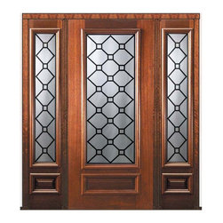 Prehung Sidelights Door 80 Wood Mahogany Casablanca 3/4 Lite Glass - Front Doors