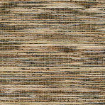 Natural Raw Jute Grasscloth Wallpaper, Light Tan/Dark Tan, Bolt