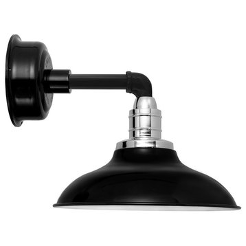 Peony LED Sconce Light, Black With Cosmopolitan Arm, 12"