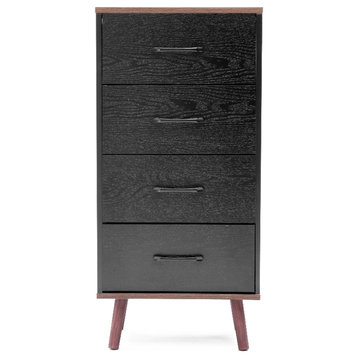 LuxenHome Black Manufactured Wood 4-Drawer Accent Chest