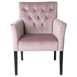 COZY LIVING - Dusky Pink Velvet Button Back Armchair - Add a touch of luxury to your home with this gorgeous dusky pink velvet armchair.