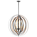 Maxim - Radial Five Light Pendant - A fun and unique design the features numerous concentric rings finished Black on the outside and Gold on the inside that pivot from a center point. The rings can be configured from completely flat to full repeated symmetry and anything in between to allow flexibility in the design.