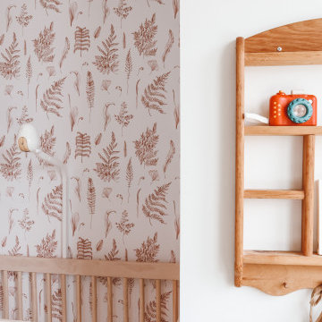 Baby Girl's Bedroom Design featuring removable wallpaper in custom colors