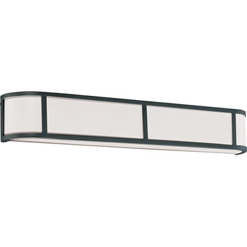 Nuvo Odeon 4-Light Wall Sconce With Satin White Glass, Aged Bronze, 60-2974