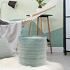 Textured and Distressed Cotton Storage Basket, Aqua/White