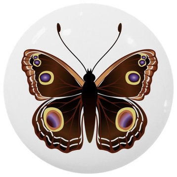 Brown Butterfly Ceramic Cabinet Drawer Knob