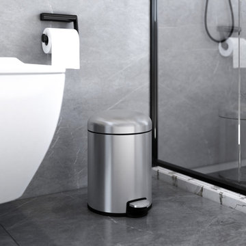 Stainless Steel Round Step-on Trash Can
