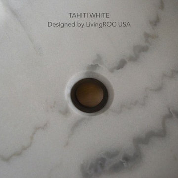 White marble 18'' bathroom vessel sink-Tahiti White