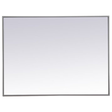 Elegant Decor Eternity 36" x 27" Rectangle Metal Frame Mirror in Gray