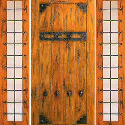 Prehung Door with Two Sidelites, Exterior, Knotty Alder, Clavos - Front Doors