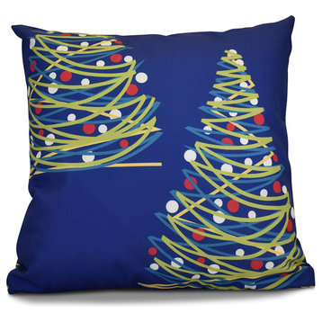 Decorative Holiday Outdoor Pillow Geometric Print, Royal Blue, 20"x20"