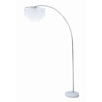 Benzara BM196752 Crystal Accented Tiered Metal Floor Lamp with Marble Base