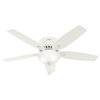 Hunter Newsome Low Profile 2-Light 52" Indoor Ceiling Fan in Fresh White