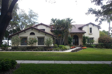 Inspiration for a mediterranean exterior home remodel in Tampa