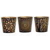Set of 3 Metal Tealight Candle Holders in Black and Gold