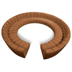 Meridian Furniture - Infinity Channel Tufted Velvet Modular Chair, Saddle, 12 Piece - Create a seating group that works for every possible situation with this Infinity 12-piece sectional and other pieces in the Infinity collection. Upholstered in soft Saddle velvet material that feels great against the skin and offers long-wearing beauty, this piece fits with other Infinity items for an infinite number of combinations that get your seating requirements just right but that look just as nice when used on their own.