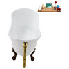 51'' Streamline NAA372ORB-GLD Soaking Clawfoot Tub and Tray with External Drain