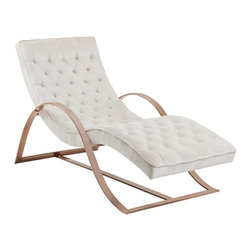 Sunpan Modern - Palais Stainless Steel Velvet White Upholstered Chaise - Bar Stools And Counter Stools