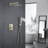One Handle High Pressure Shower Faucet with Hand Shower and Brass Valve, Brushed Gold, 12inch