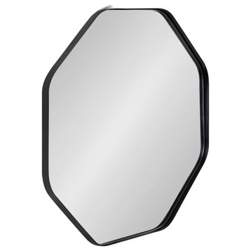Rollo Octagon Framed Wall Mirror, Black 24x24
