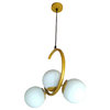 MIRODEMI® Sauze | Art Iron Chandelier with Ball-Shaped Ceiling Lights, Gold, 1 Head - Single, Milky Glass, Cool Light