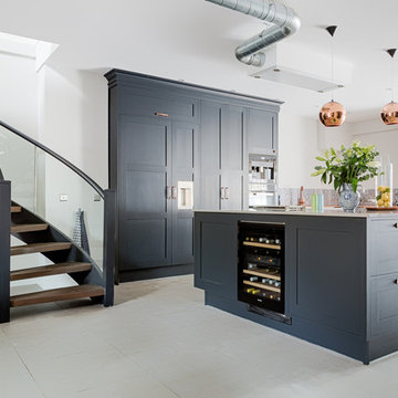 Blue-Grey Shaker Kitchen with Copper