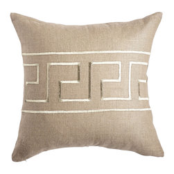 SILVER GREEK KEY PILLOW &ndash; SQUARE - NEW - Decorative Pillows