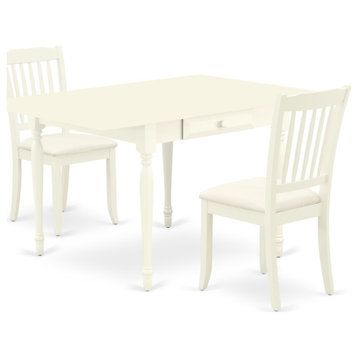 3-Piece Table Set Table, 2 Chairs-Microfiber Upholstery Seat