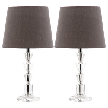 Safavieh Harlow Tiered Crystal Orb Lamps, Set of 2, Clear/Gray Shade