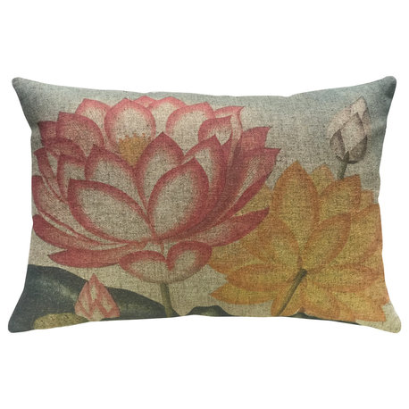 Flowers Linen Pillow, 18"x12"