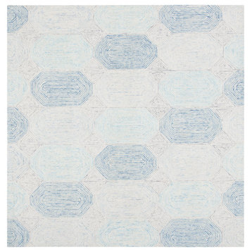 Safavieh Abstract Collection, ABT650 Rug, Ivory and Blue, 6'x6'square