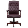 Martha Washington Burgundy Leather Executive Swivel Office Chair with Arms