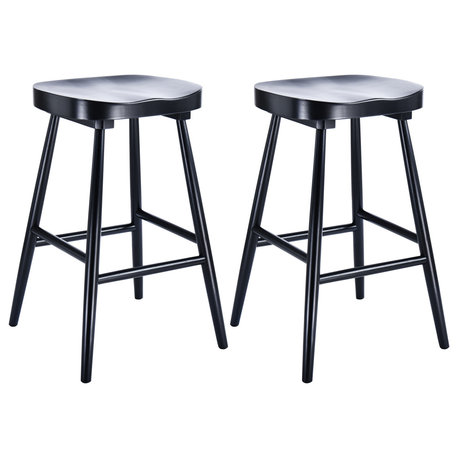 26" Wooden Shaker Counter Stools Set of 2, Black