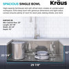 Kraus KWF410-30 Kore 30" Farmhouse Single Basin Stainless Steel - Stainless