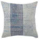 Jaipur Living - Jaipur Living Alicia Handmade Stripe Blue Throw Pillow 22", Poly Fill - The Revolve pillow collection features inspiring indigo hues and remarkable craftsmanship. The hand-dyed Alicia throw pillow boasts a ticking stripe pattern with eye-catching blot details for a distressed effect. The stylish pillow cover with short flange trim is crafted of soft, relaxed cotton.