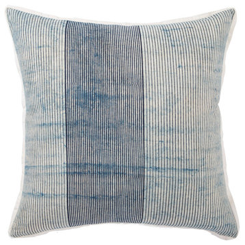 Jaipur Living Alicia Handmade Stripe Blue Throw Pillow 22", Poly Fill