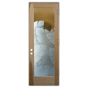 Front Door - Banana Leaves - Hickory - 36" x 80" - Knob on Left - Push Open