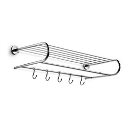 Duemila 5522 Chrome 23.6" Towel Rack with Hooks - Towel Racks & Stands