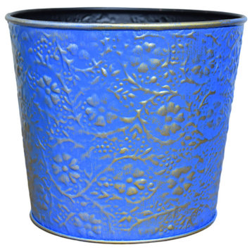 Handmade 100% Iron Round Modern Dusty Planters Pot Coated, Light Blue