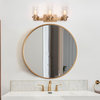 LNC  Modern Gold Bathroom Vanity Light Glass Wall Light 3-Light