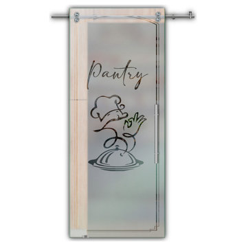 Pantry Sliding Barn V2000 With Glass Insert, 40"x81", Semi-Private