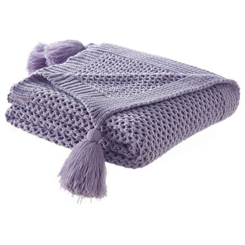 Cozy Tyme Kaley Throw Wool-like, Purple Acrylic 50"x60"