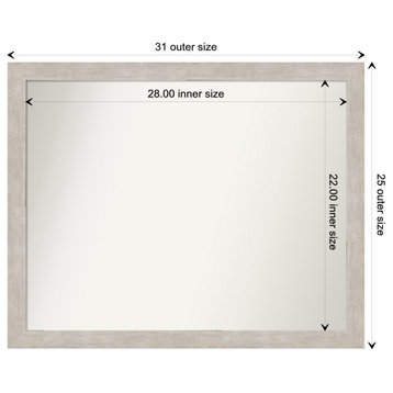 Marred Silver Non-Beveled Wood Wall Mirror 30.5x24.5 in.