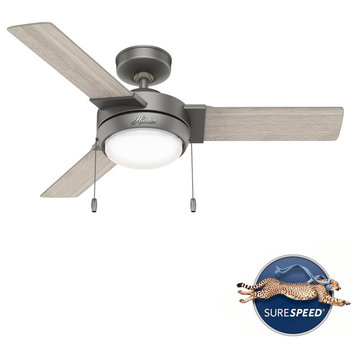 Hunter 44" Mesquite Matte Silver Ceiling Fan With LED Light and Pull Chain