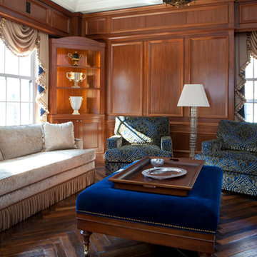 Mahogany Paneled Library with Custom Furnishings